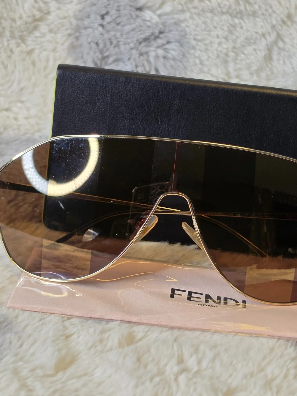 Fendi Women’s Gradient Brown Shield Sunglasses